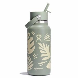 NEW Hydro Flask 32 oz Wide Mouth Flex Straw Cap Bottle Botanical Bliss Agave